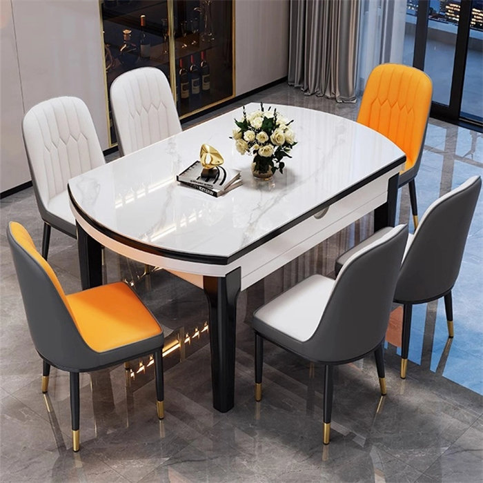 High Quality Modern Style Luxury Extending  Dining Table with Metal Legs